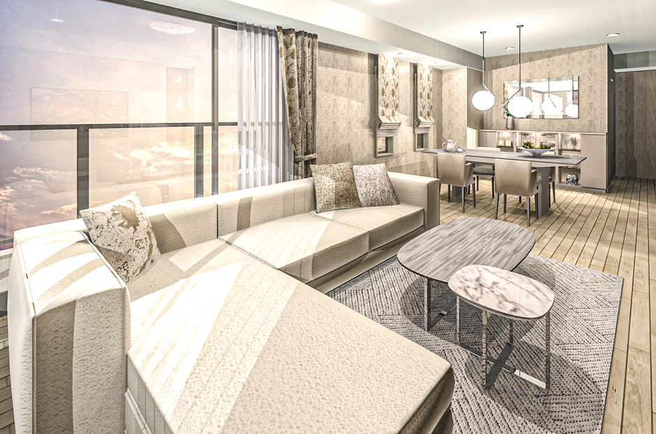 【コーディネート事例】上質なファブリックスコーディネートのくつろぎ空間