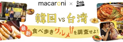 DeNAトラベル × グルメ情報サイト「macaroni」 韓国VS台湾！「最新食べ歩きグルメ」特派員によるレポートを公開