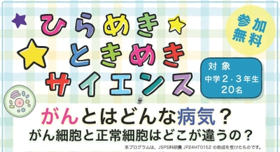 中学生が「がん」について学ぶサイエンスプログラム！ひらめき☆ときめきサイエンスin森ノ宮医療大学を開催！