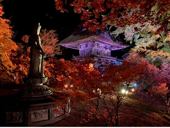 長野県大町市の紅葉スポットとして知られる霊松寺にて 2022年10月29日～11月6日、紅葉ライトアップを開催