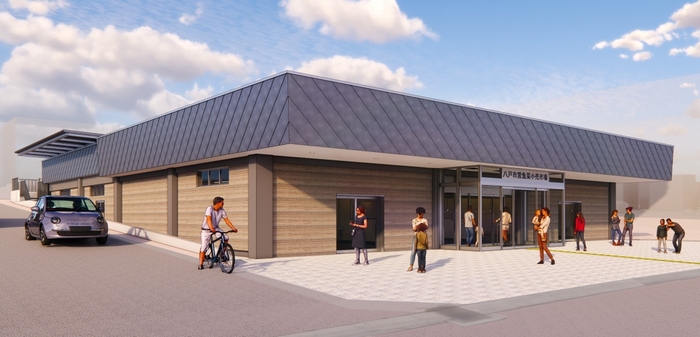 八戸市魚菜小売市場 完成図(外観)