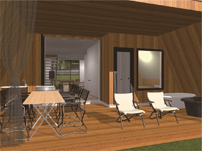 テラス部分には水風呂+温泉露天を設置 ※イメージ