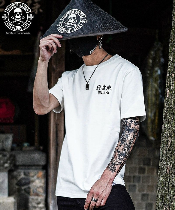 【DIVINERJAPAN】籠蓋髑髏TEE(ホワイト)