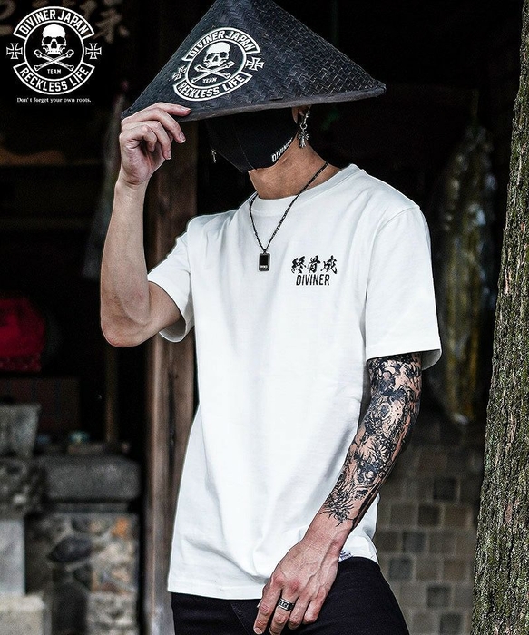 【DIVINERJAPAN】籠蓋髑髏TEE（ホワイト）