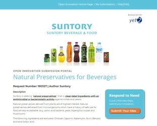 yet2、サントリー食品インターナショナル株式会社の オープンイノベーション公募開始