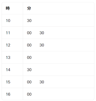 運行予定時刻