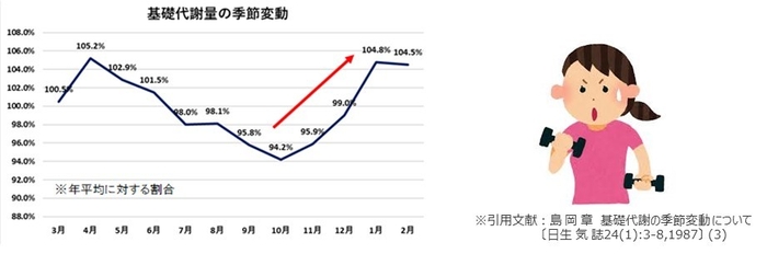 基礎代謝量の季節変動