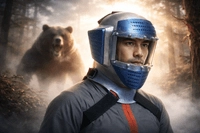 熊の攻撃から頭部を守れ！実用型ヒーローマスク爆誕！その名も「仮面シェルター　サバイブ」