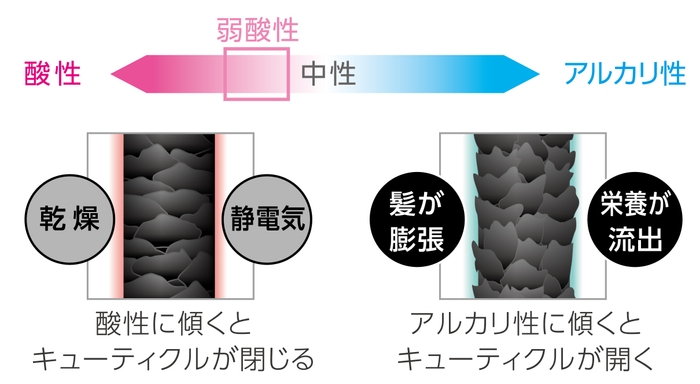 キューティクルを引き締める(弱酸性)