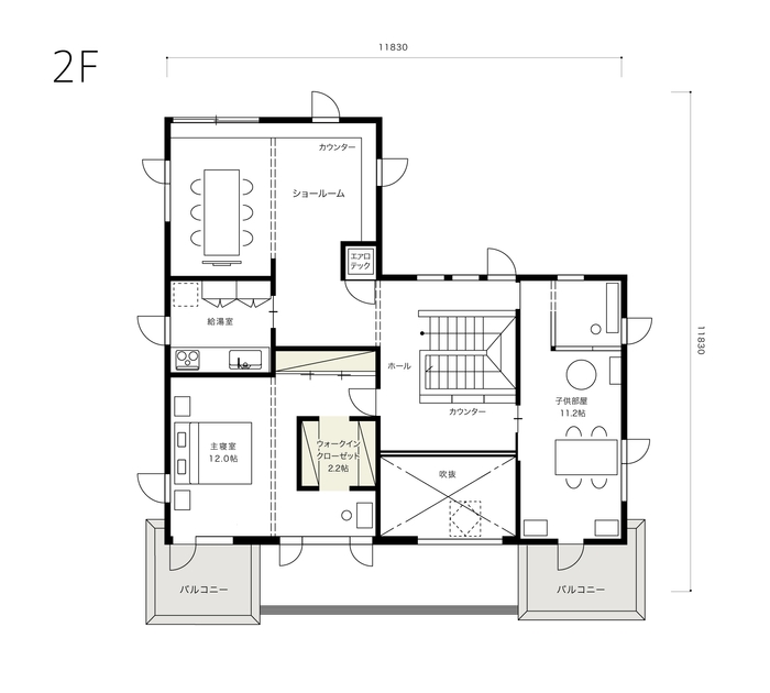 USUKOエコノハ展示場2階平面図
