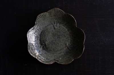 緑釉松葉豆皿