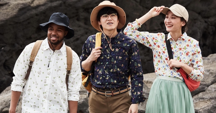 着用写真:左よりキノココ柄・キノガッサ柄・ロゼリア柄