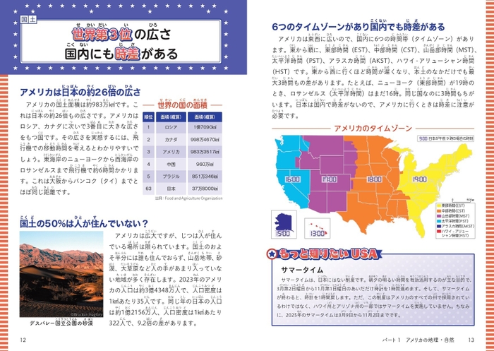 パート1 アメリカの自然・地理 世界第3位の広さ 国内にも時差がある