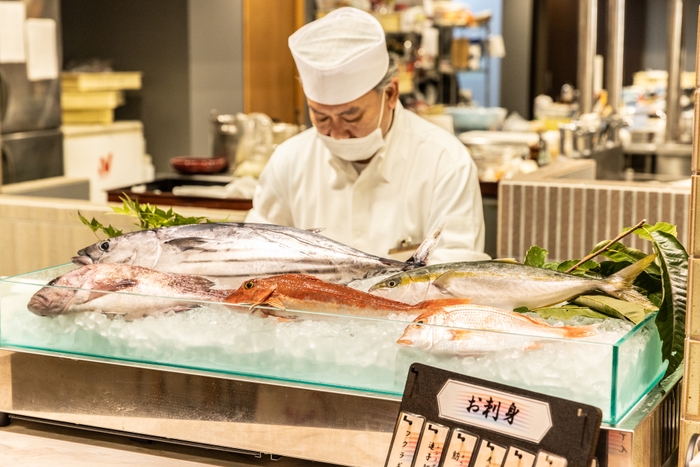 朝獲れ鮮魚お造りコーナー