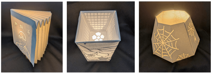 <3年生>展開図から立体化させた"江戸川乱歩"をモチーフにしたランプシェード