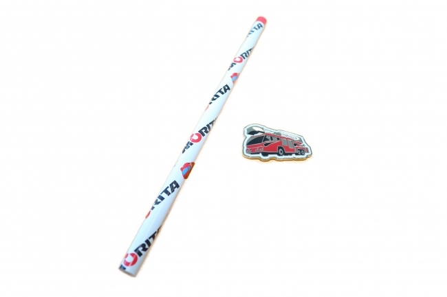 参加賞(応募者全員):モリタオリジナル消防車えんぴつ&消防車マグネットセット