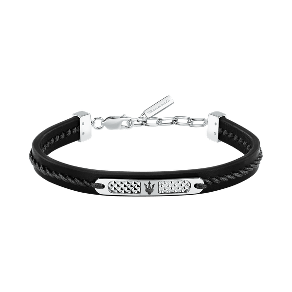 RECYCLED LEATHER BR SS BLK REC LEATHER BLK 19+3CM