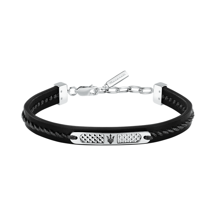 RECYCLED LEATHER BR SS BLK REC LEATHER BLK 19+3CM