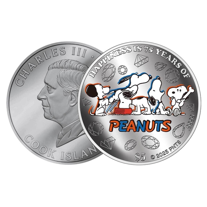 スヌーピー75周年銀貨表裏