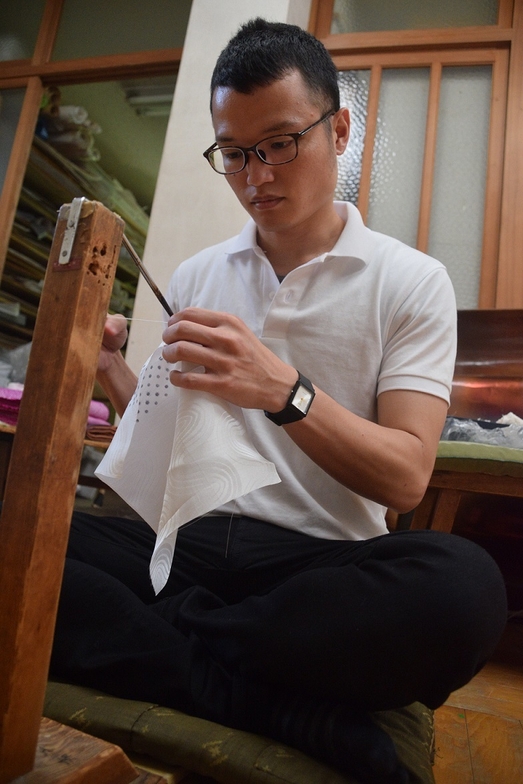 上田さんの「くくり」の練習風景