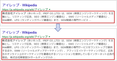 【アイレップ】「株式会社アイレップ」の検索結果の表示例