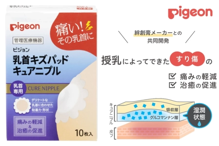 【新発売】授乳による乳首のすり傷の痛みを軽減し、治癒を促進する
「乳首キズパッド キュアニプル®」