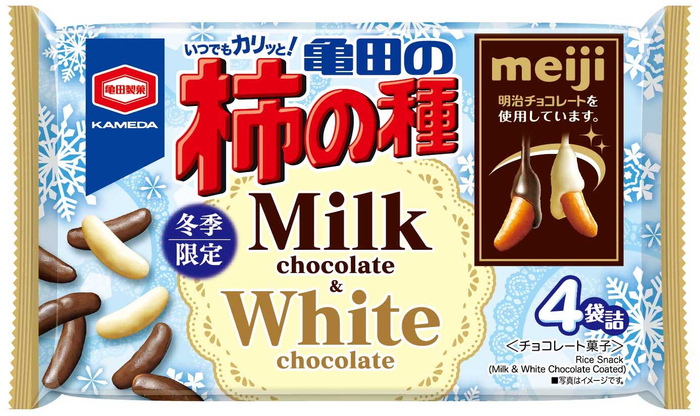 『73g 亀田の柿の種 ミルクチョコ＆ホワイトチョコ』