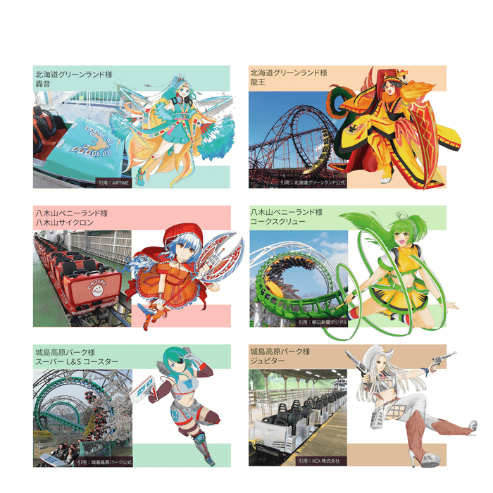 各遊園地のジェットコースターを擬人化