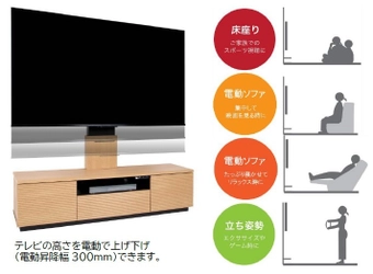 ヤマダイチオシ！電動昇降(300mm)テレビスタンドに 大型収納付モデルが登場！　 「e-RIZE／イーライズ ストレージプラス」発売