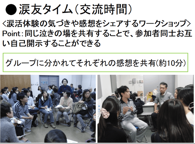 涙友タイム中に自分の話をする中で泣き出す参加者も。