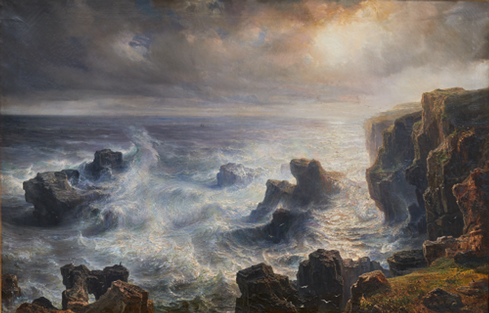 テオドール・ギュダン《ベル=イル沿岸の暴風雨》1851年　油彩・カンヴァス