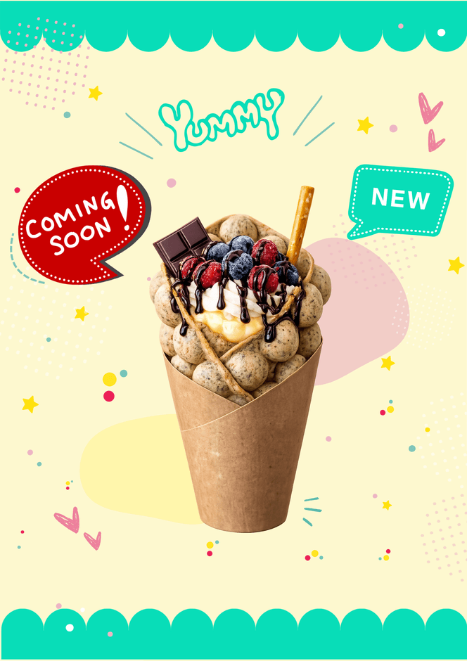 バブルワッフルのパフェ