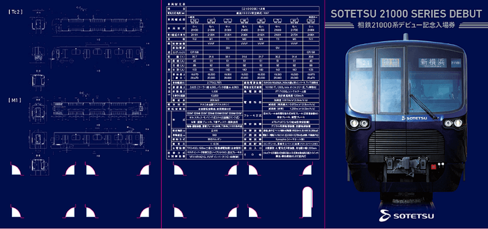 「相鉄21000系デビュー記念入場券セット」展開時 表面(イメージ)