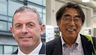 アイルランド国立コークカレッジ大学教授　Paul Ross博士（左）と国立研究開発法人　医薬基盤・健康・栄養研究所　朝長　毅氏（右）