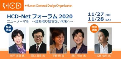 Human Centered Designに関する国内最大のイベント 「HCD-Netフォーラム2020」 11/27(金)、11/28(土) オンラインにて開催