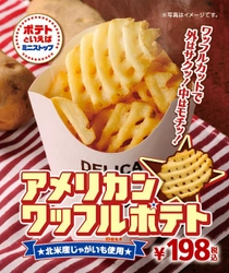 今度のポテトは“ワッフルポテト”！！ 外はサクッ！中はモチッ！見た目と食感にこだわった 「アメリカンワッフルポテト」 ６/９（金）より順次発売！ 