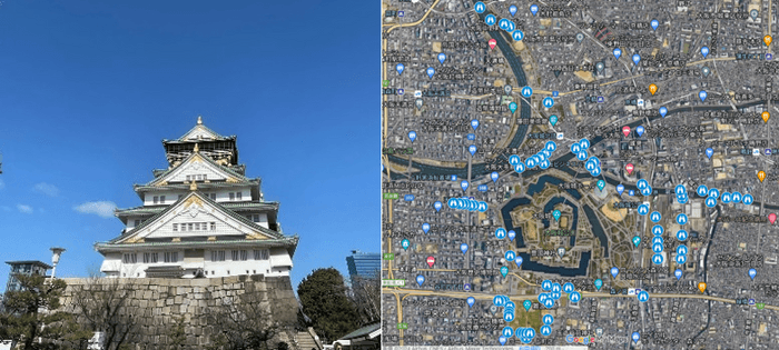 大阪城天守閣「大阪城・見える化MAP」　（地図引用元：Google社「Google マップ」）