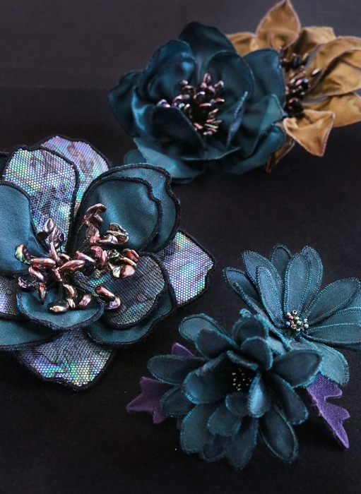 Maison et Objet出品作品 民谷螺鈿制作織物コサージュ&ブローチ