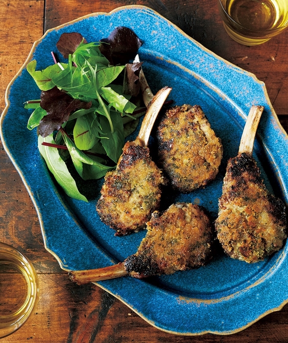 ラムチョップのマスタードパン粉焼き