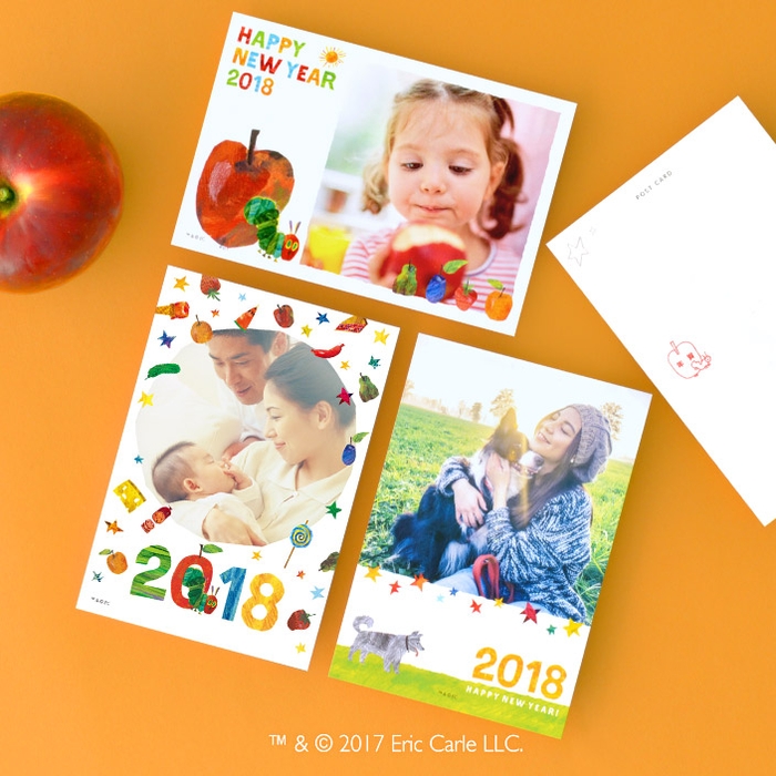 写真が入る『はらぺこあおむし』の年賀状が30枚セットで600円「TOLOT Card」にキャラクターデザイン続々登場!