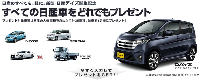 新型日産デイズプレゼントキャンペーン