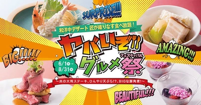 この夏のオリンピアは、なんだか“ヤバい！” 「ヤバいぞ！グルメ祭（フェスティバル）」開催 “炎の大判”ステーキや、液体窒素の“冷たい天ぷら”!? など 食べ応え、SNS映え、満点グルメが勢揃い 2017年6月1日（木）より グルメバイキング「オリンピア」にて