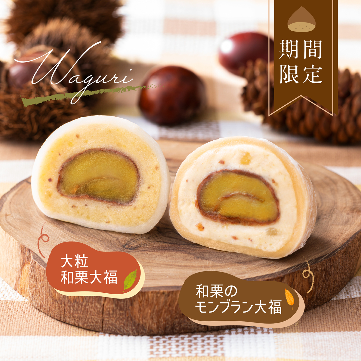 食べられるのはあと6日間のみ！熊本県産和栗の圧倒的な存在感！「大粒和栗大福・和栗のモンブラン大福」好評販売中