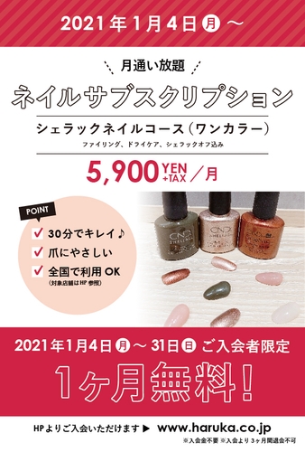 アトリエはるかで1 4 月 サブスクリプションサービス開始 シェラックネイルコースが月額5 900円 税で通い放題 Newscast