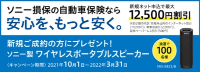 ライフカードでソニー損保の自動車保険を新規ご成約いただくとソニー製ワイヤレスポータブルスピーカーが抽選で100名様に当たるキャンペーンを実施中！