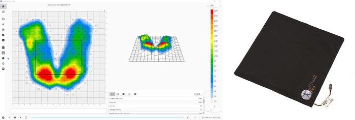 BodiTrak2 Pro(座圧用)と測定結果イメージ