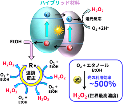 図2 光触媒と連鎖反応による革新的な過酸化水素合成