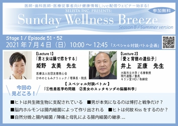 医師・医療従事者向け無料ZOOMオンラインセミナー　 7月4日(日)朝10時より開催！ スペシャル対談バトル企画： 「性差医学的問題＆男女のスッタモンダの脳腸科学」