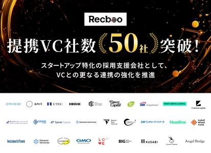 当社子会社のノックラーン社が運営するスタートアップ特化型の採用支援サービス「Recboo」 が国内の主要VCとの提携社数50社を突破！