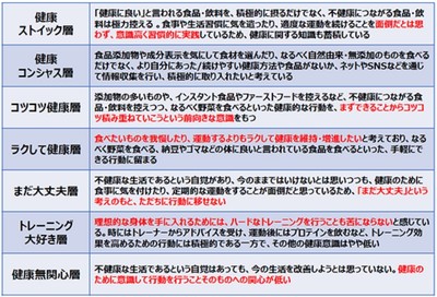 図2　健康セグメントの特徴一覧